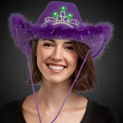 Discount Windy City Novelties LED Purple Cowboy Hat with Tiara