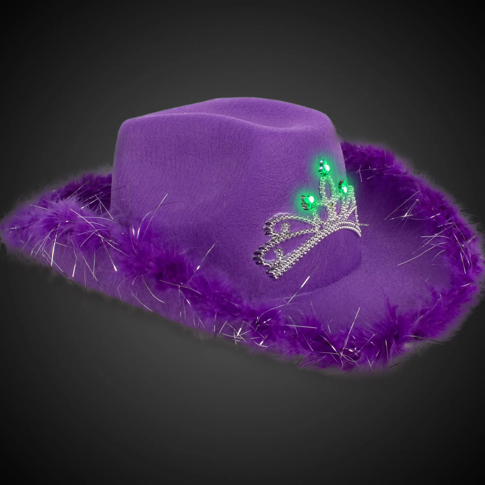 Discount Windy City Novelties LED Purple Cowboy Hat with Tiara