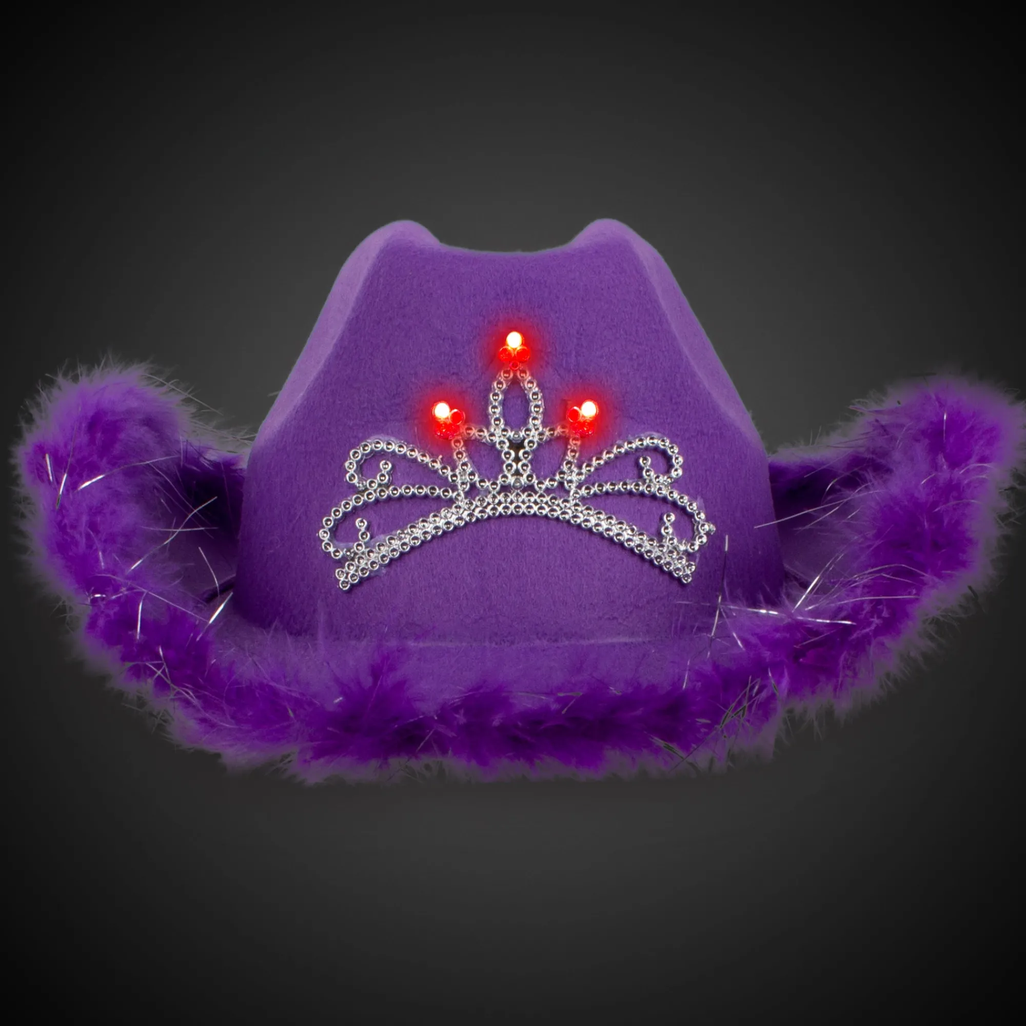 Discount Windy City Novelties LED Purple Cowboy Hat with Tiara