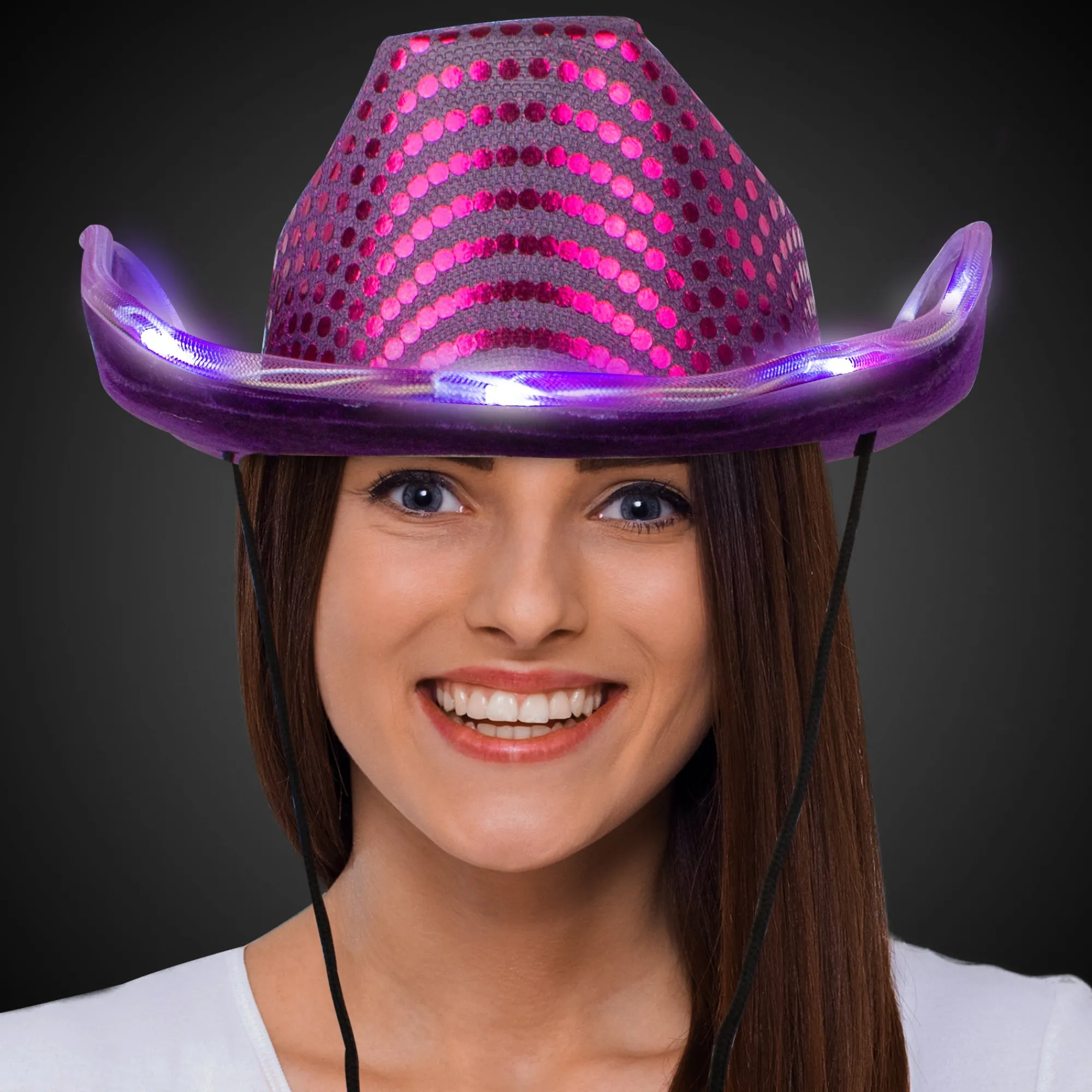 Windy City Novelties LED Sequin Cowboy Hat Purple