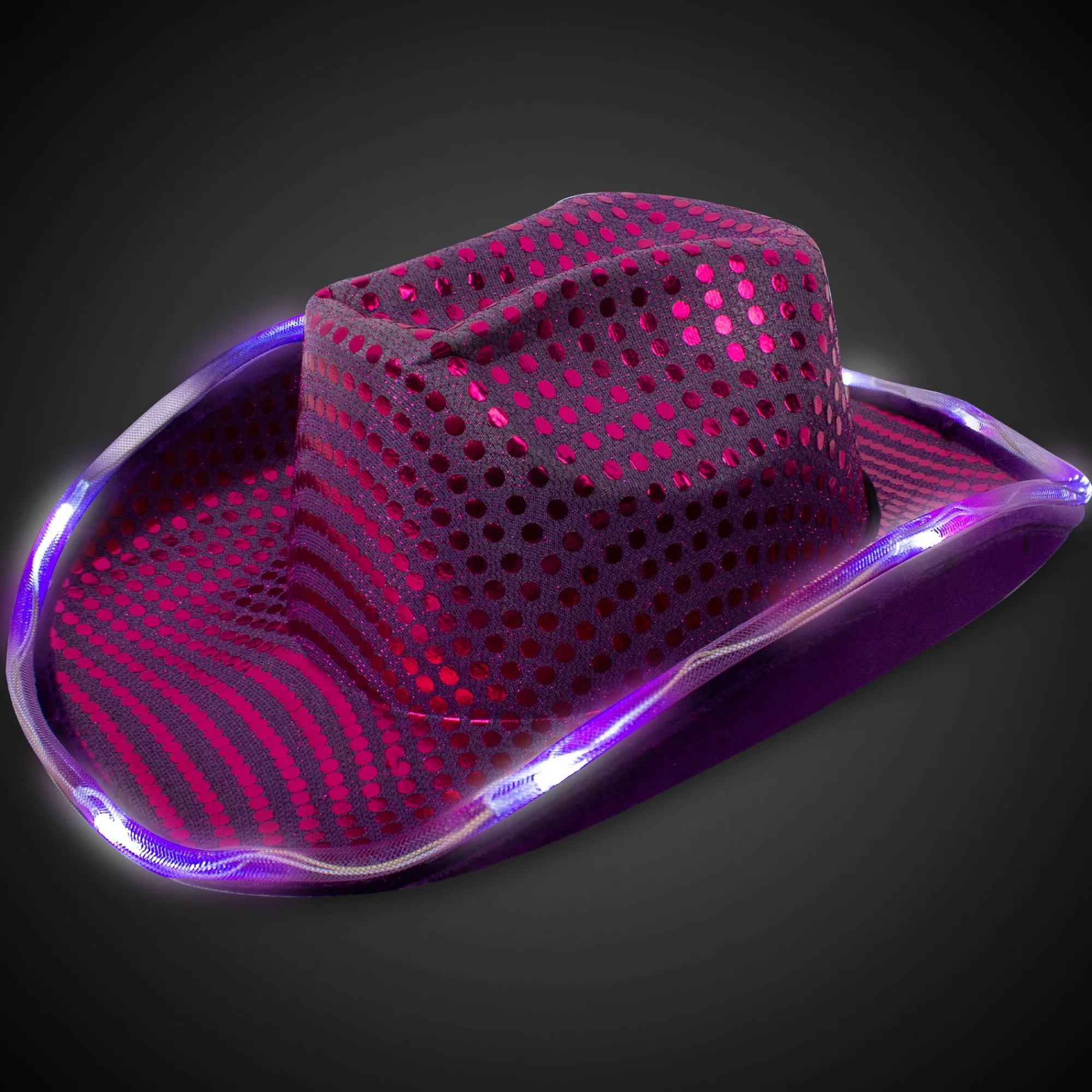 Windy City Novelties LED Sequin Cowboy Hat Purple