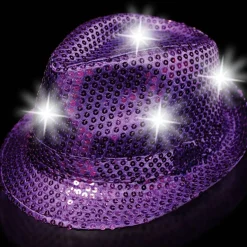 Windy City Novelties LED Sequin Fedora Hat Purple