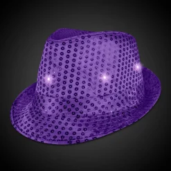 Windy City Novelties LED Sequin Fedora Hat Purple