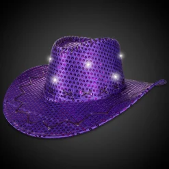 Discount Windy City Novelties LED Sequins Cowboy Hat Purple