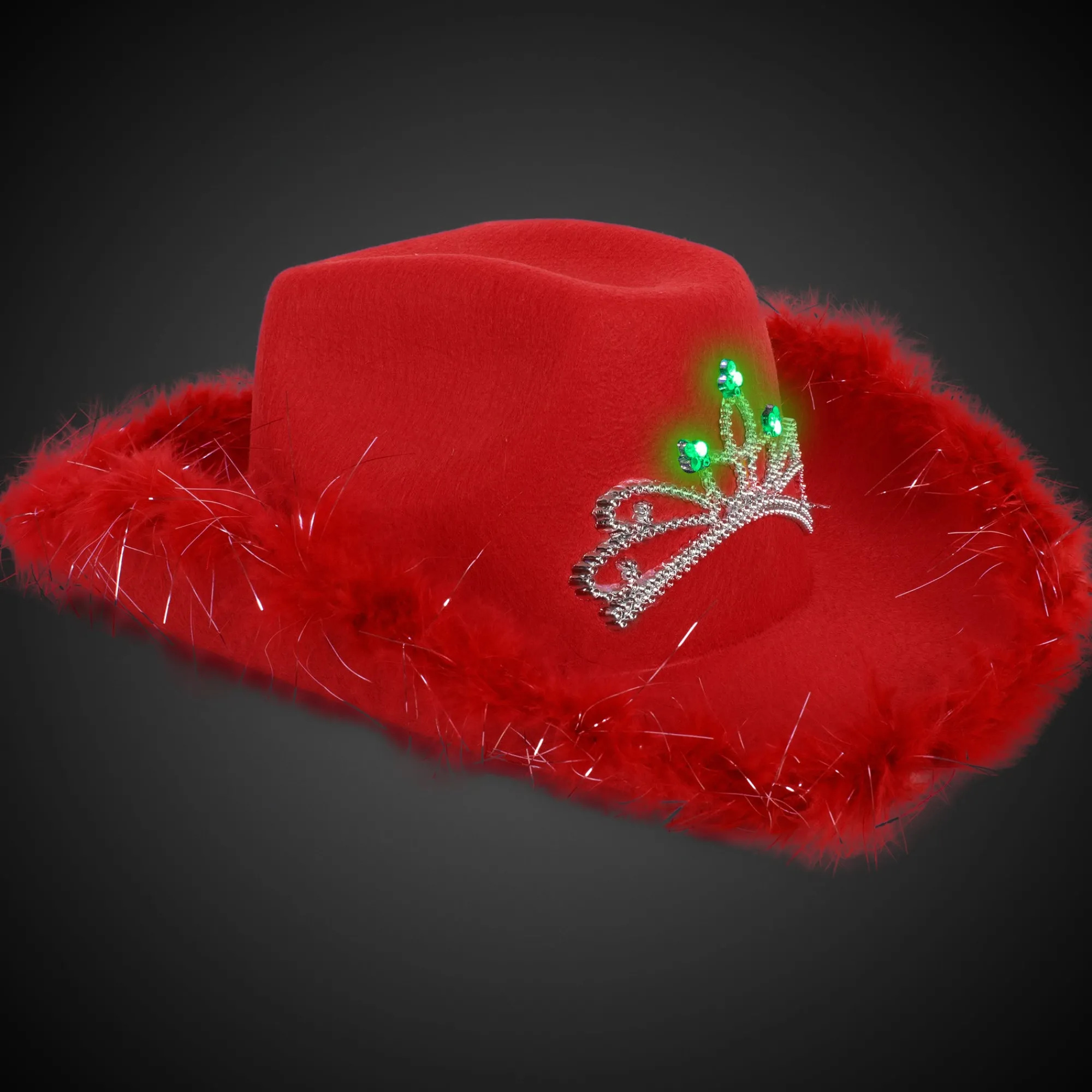 Hot Windy City Novelties LED Red Cowboy Hat with Tiara