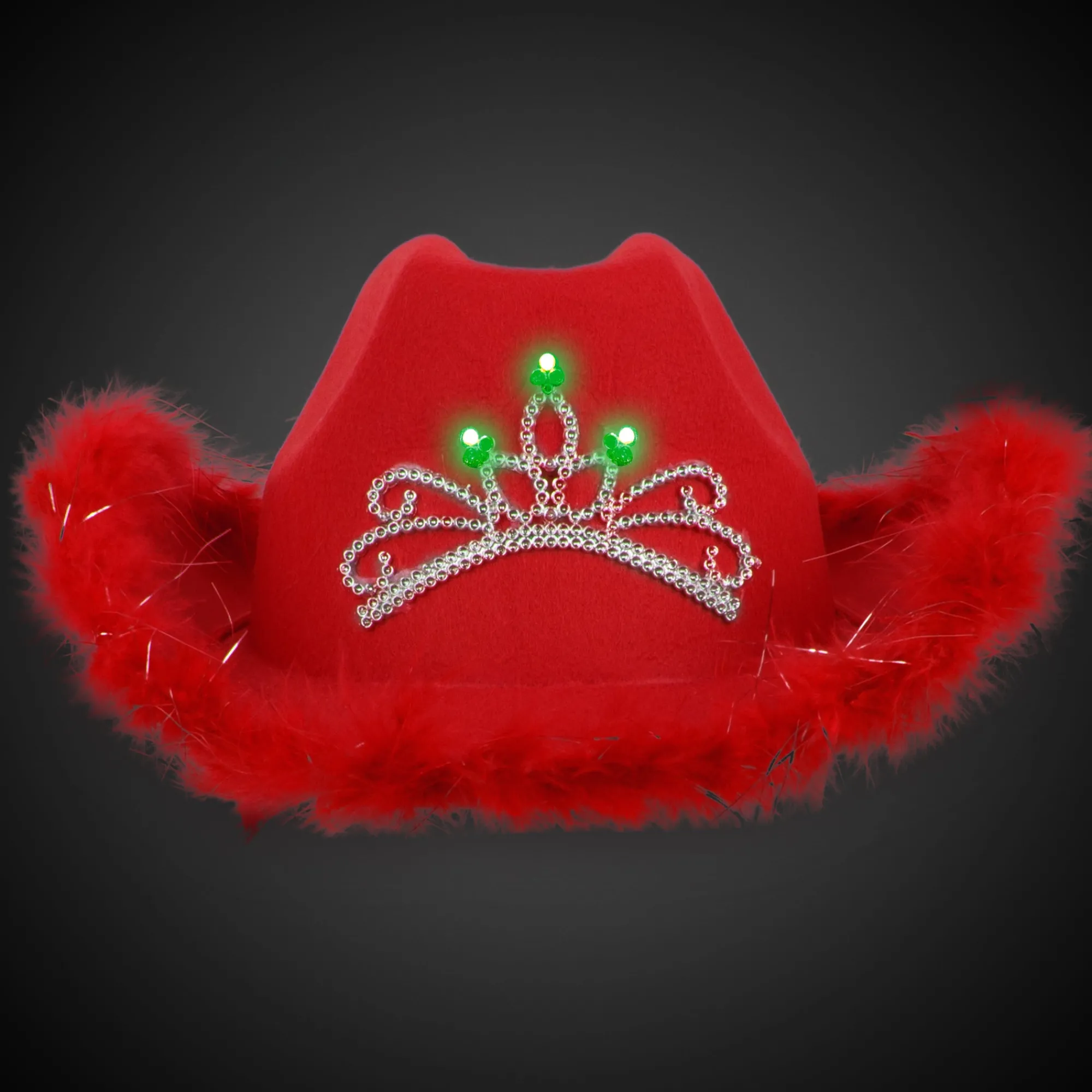 Hot Windy City Novelties LED Red Cowboy Hat with Tiara