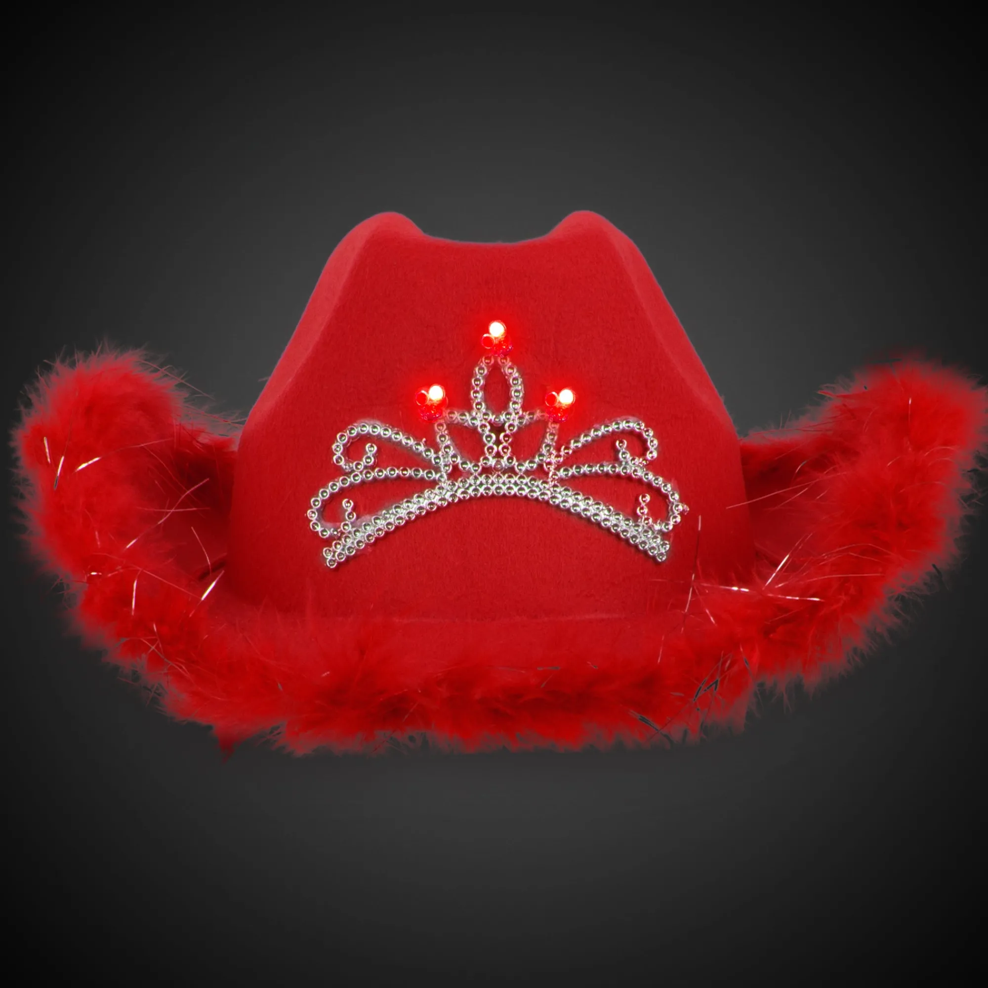 Hot Windy City Novelties LED Red Cowboy Hat with Tiara