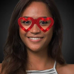 Online Windy City Novelties LED Heart Glitter Glasses Red