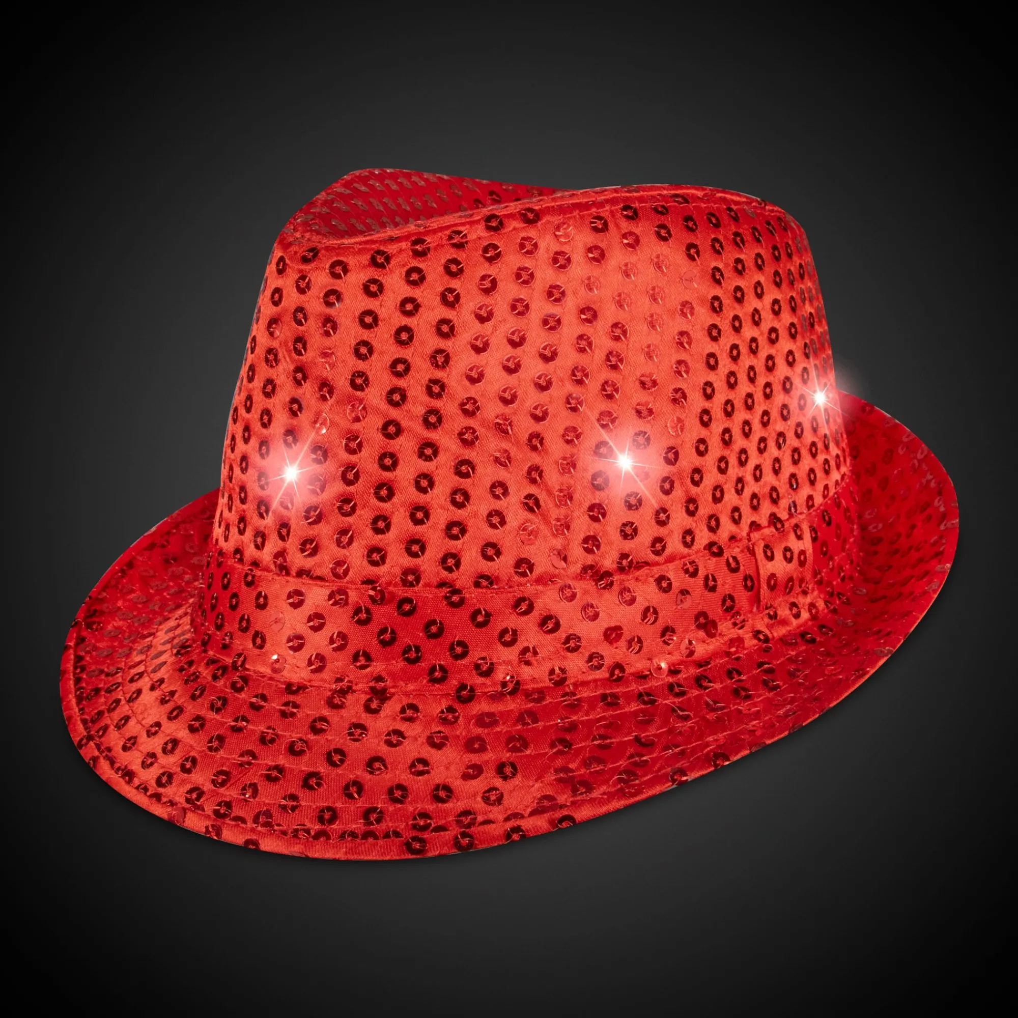 Hot Windy City Novelties LED Sequin Fedora Hat Red