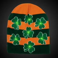 Windy City Novelties LED Shamrocks Knit Beanie