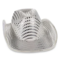 New Windy City Novelties LED Silver Sequin Cowboy Hat