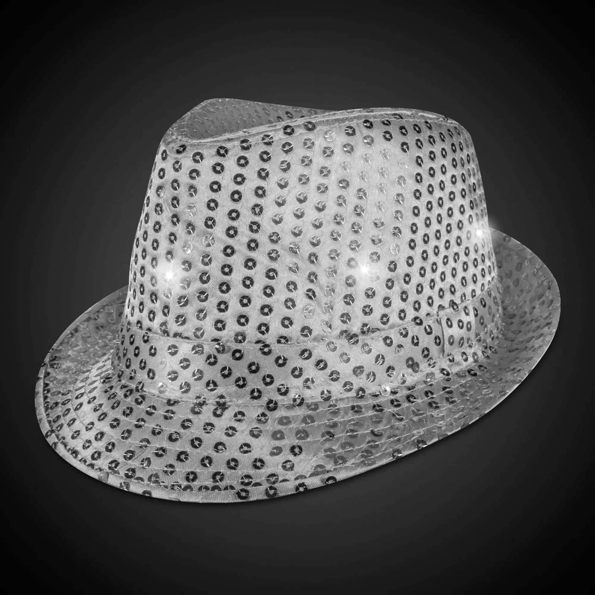 Discount Windy City Novelties LED Sequin Fedora Hat Silver