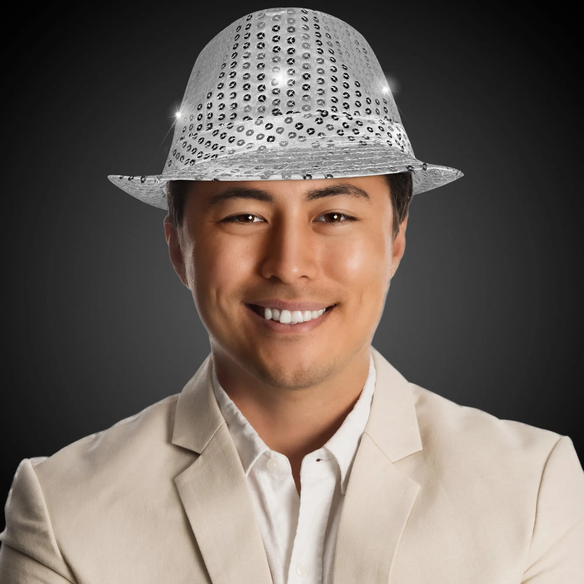 Discount Windy City Novelties LED Sequin Fedora Hat Silver