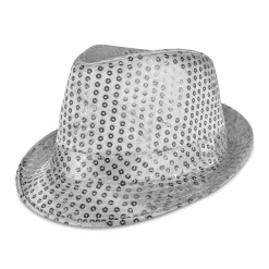 Discount Windy City Novelties LED Sequin Fedora Hat Silver