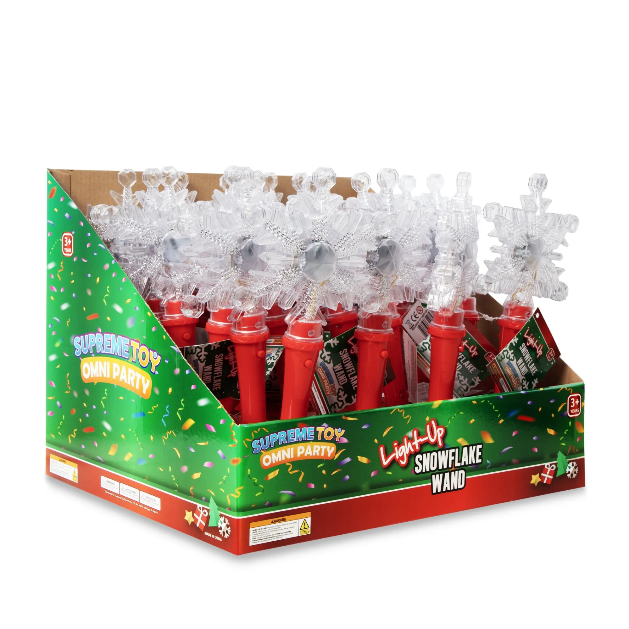 Hot Windy City Novelties LED Snowflake Disco Ball 10" Wands Retail Display