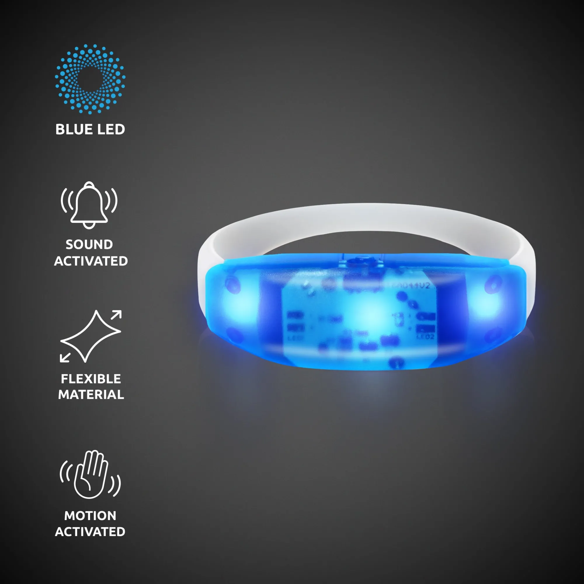 Windy City Novelties LED Sound-Activated Stretchy Bracelet Blue