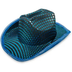 Best Windy City Novelties LED Teal Sequin Cowboy Hat Aqua