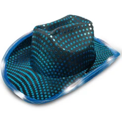 Best Windy City Novelties LED Teal Sequin Cowboy Hat Aqua