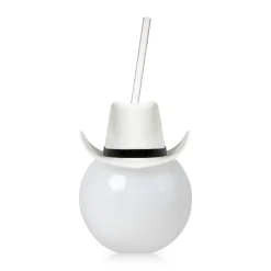 Best Windy City Novelties LED White Cowboy Hat 20 oz. Ball Cup with Straw