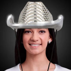 Clearance Windy City Novelties LED Sequin Cowboy Hat White