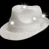 New Windy City Novelties LED White Sequin Fedora Hat
