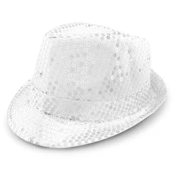 New Windy City Novelties LED White Sequin Fedora Hat