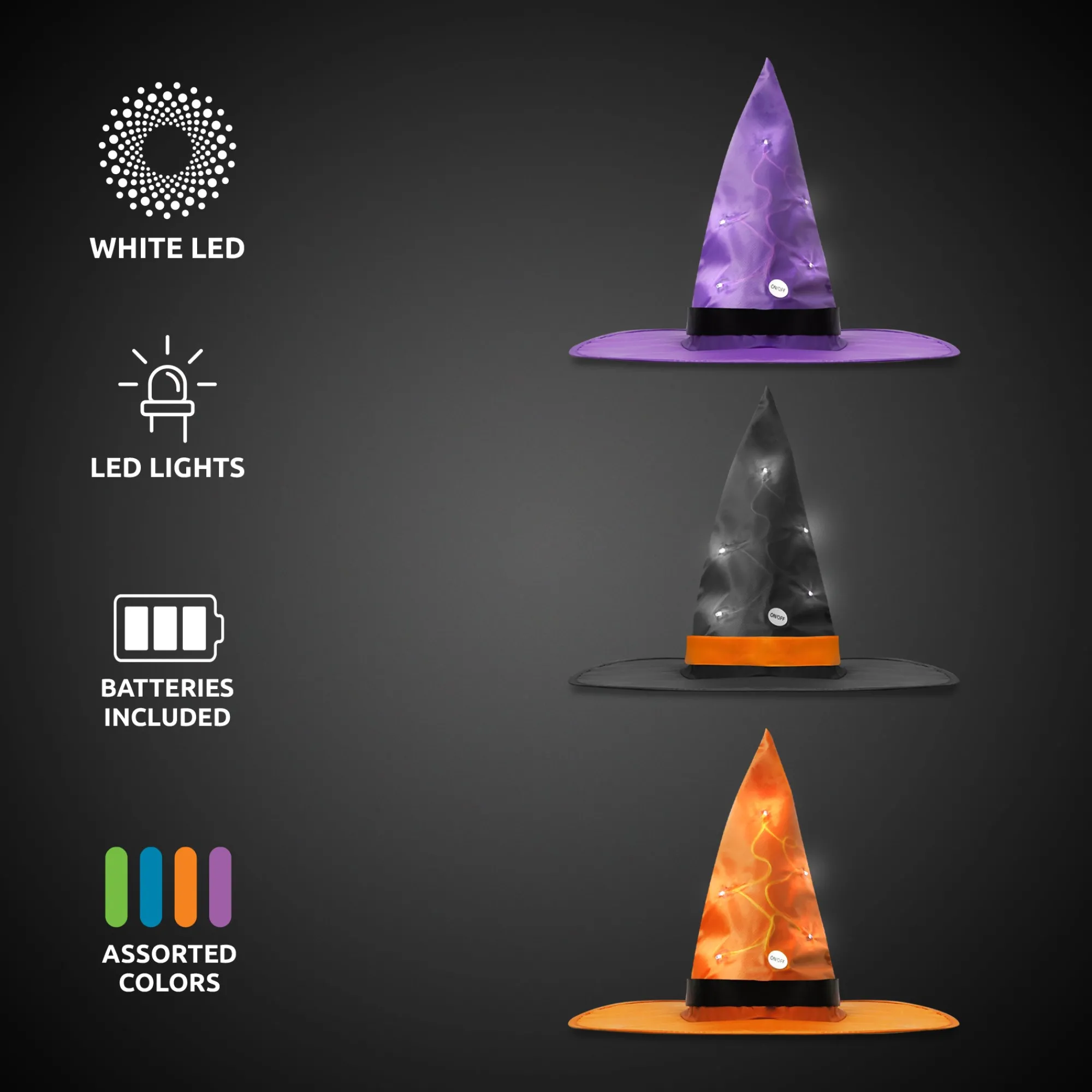 Discount Windy City Novelties LED Witch Hats Retail Counter Display