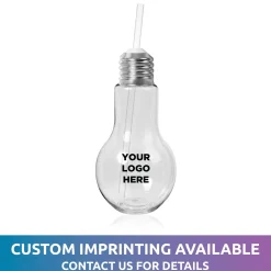 Windy City Novelties Light Bulb Cup with Lid & Straw