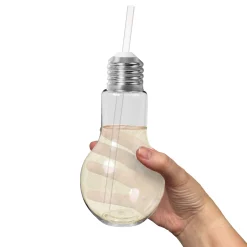 Windy City Novelties Light Bulb Cup with Lid & Straw