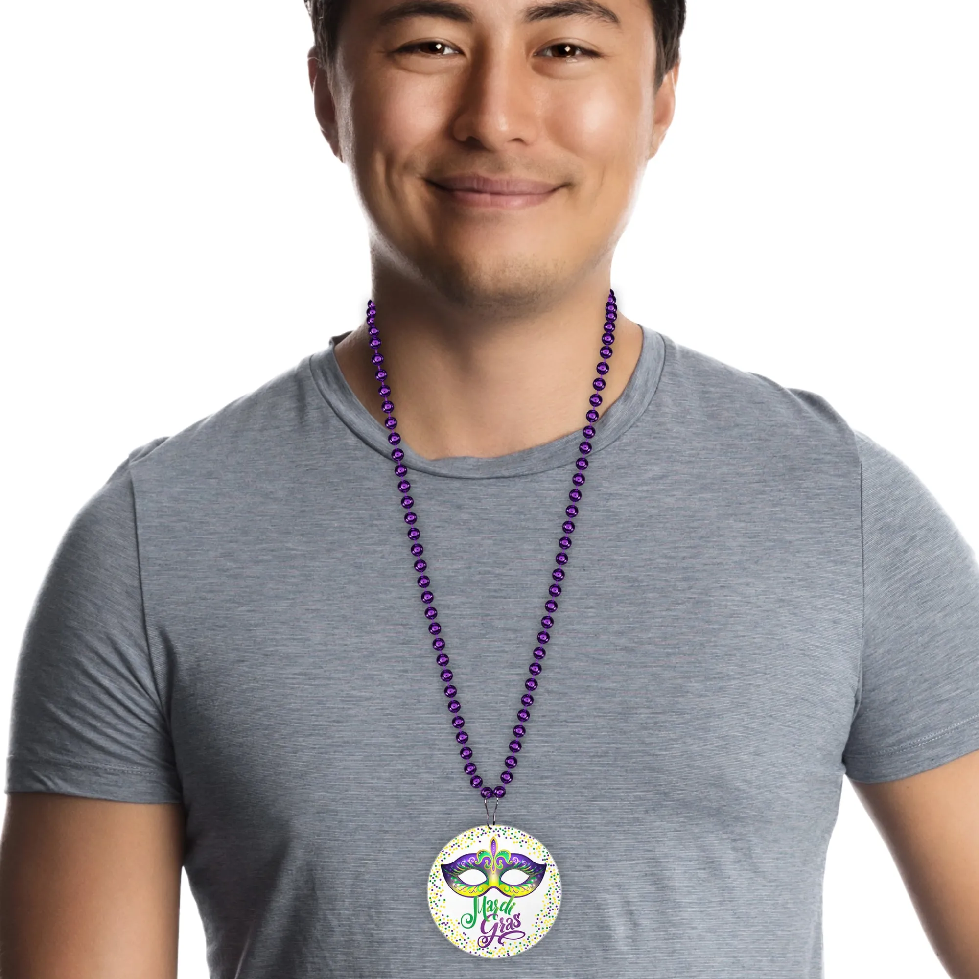 Hot Windy City Novelties Mardi Gras Mask Medallion Bead Necklaces