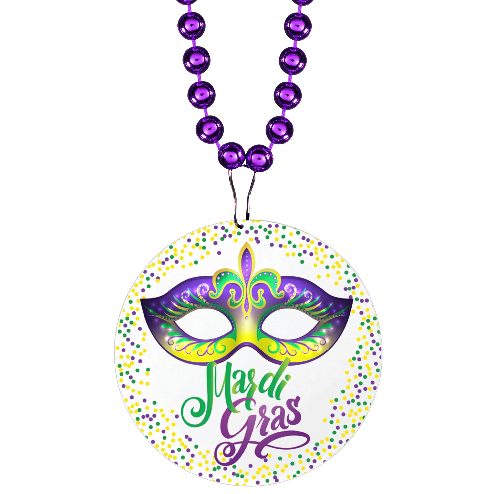 Hot Windy City Novelties Mardi Gras Mask Medallion Bead Necklaces