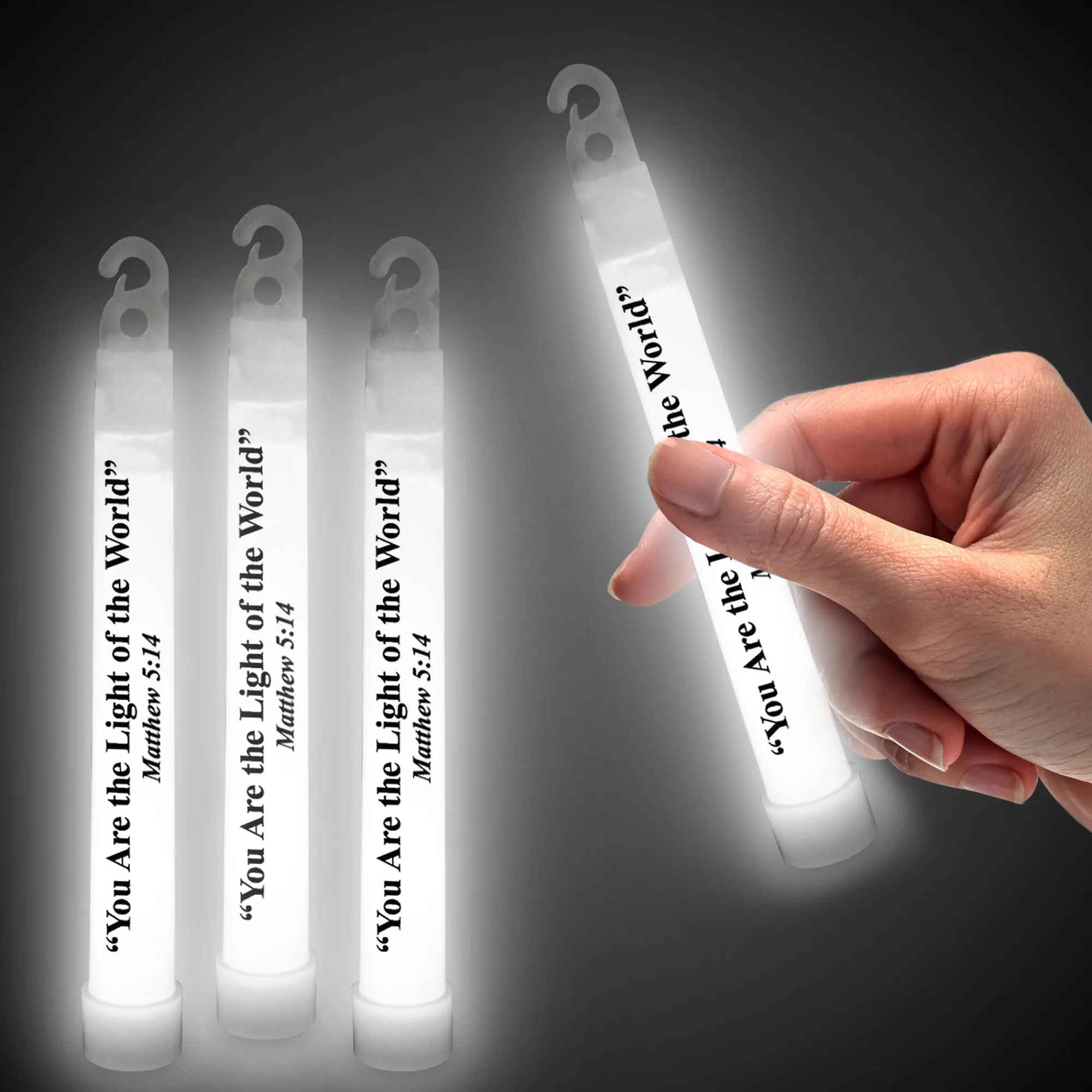 New Windy City Novelties Matthew 5:14 6" Glow Sticks White