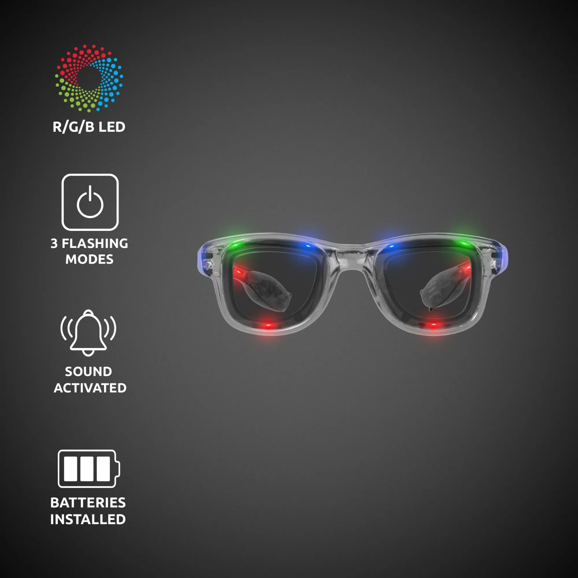 Best Windy City Novelties -Color LED Retro Sunglasses Multi