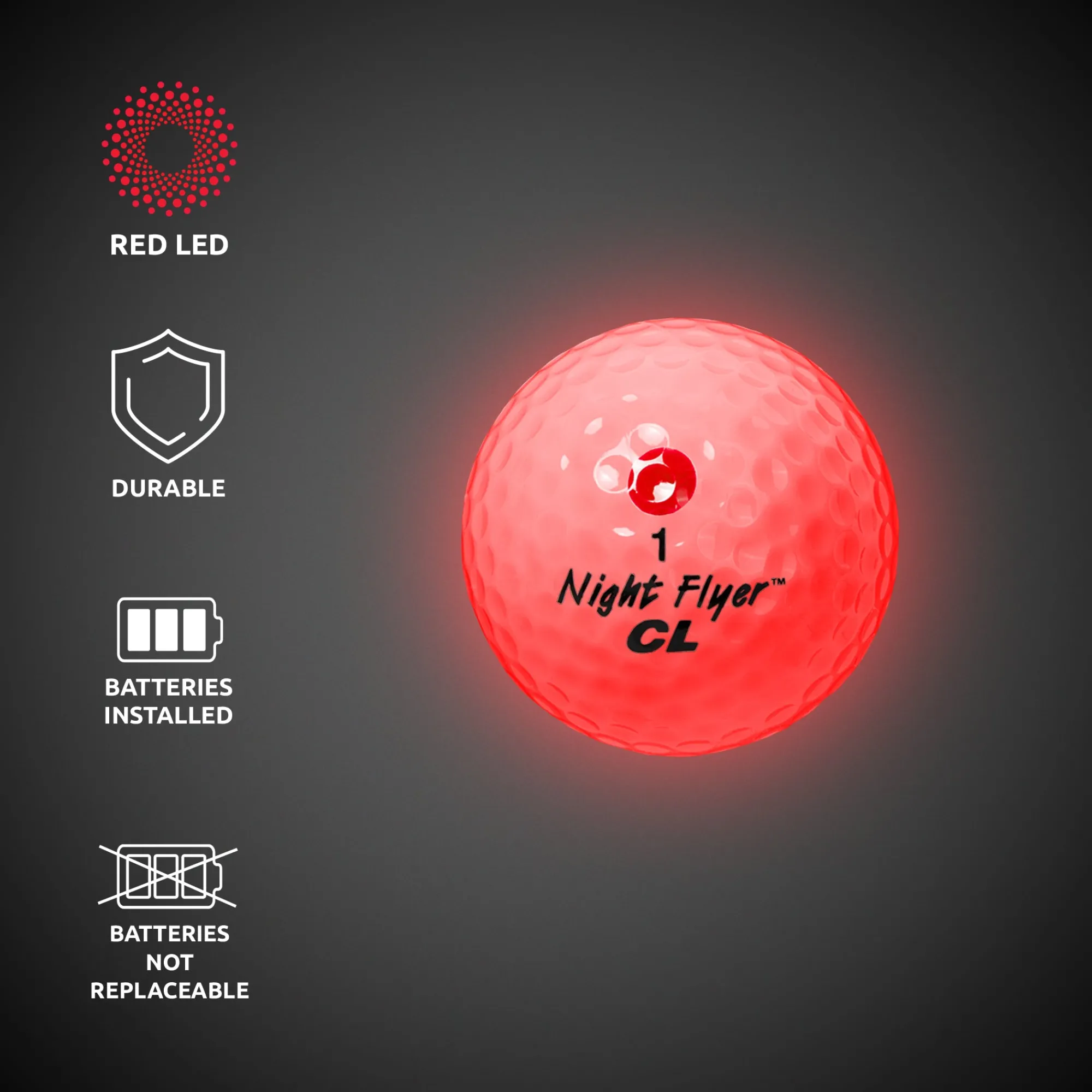 Best Windy City Novelties Night Flyer LED Red Constant-On Golf Ball