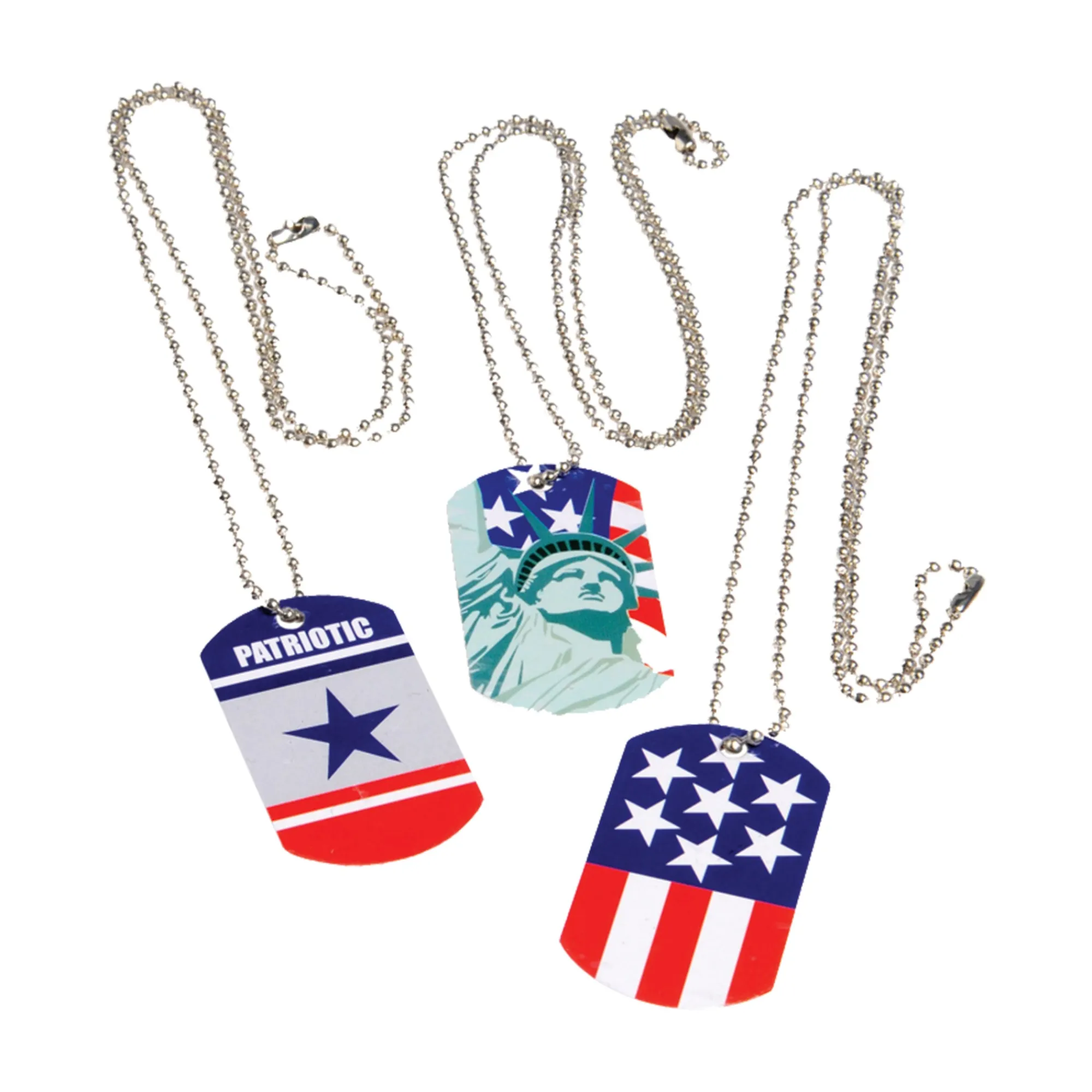 Hot Windy City Novelties Patriotic Dog Tag Pendant Necklaces
