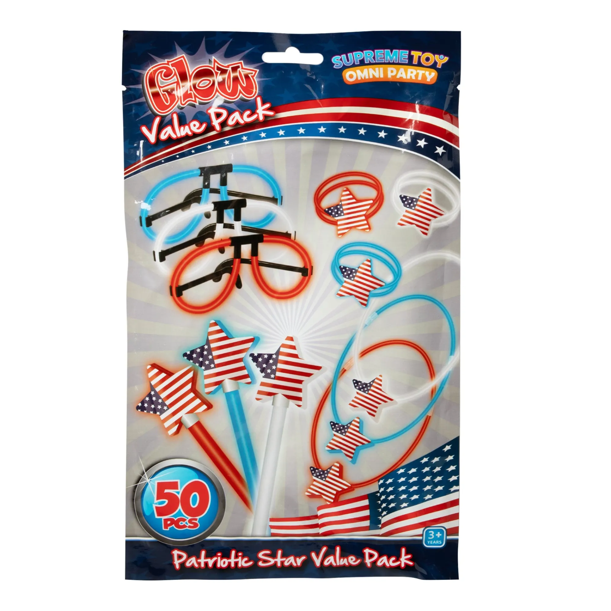 Hot Windy City Novelties Patriotic Glow Stars Value Pack