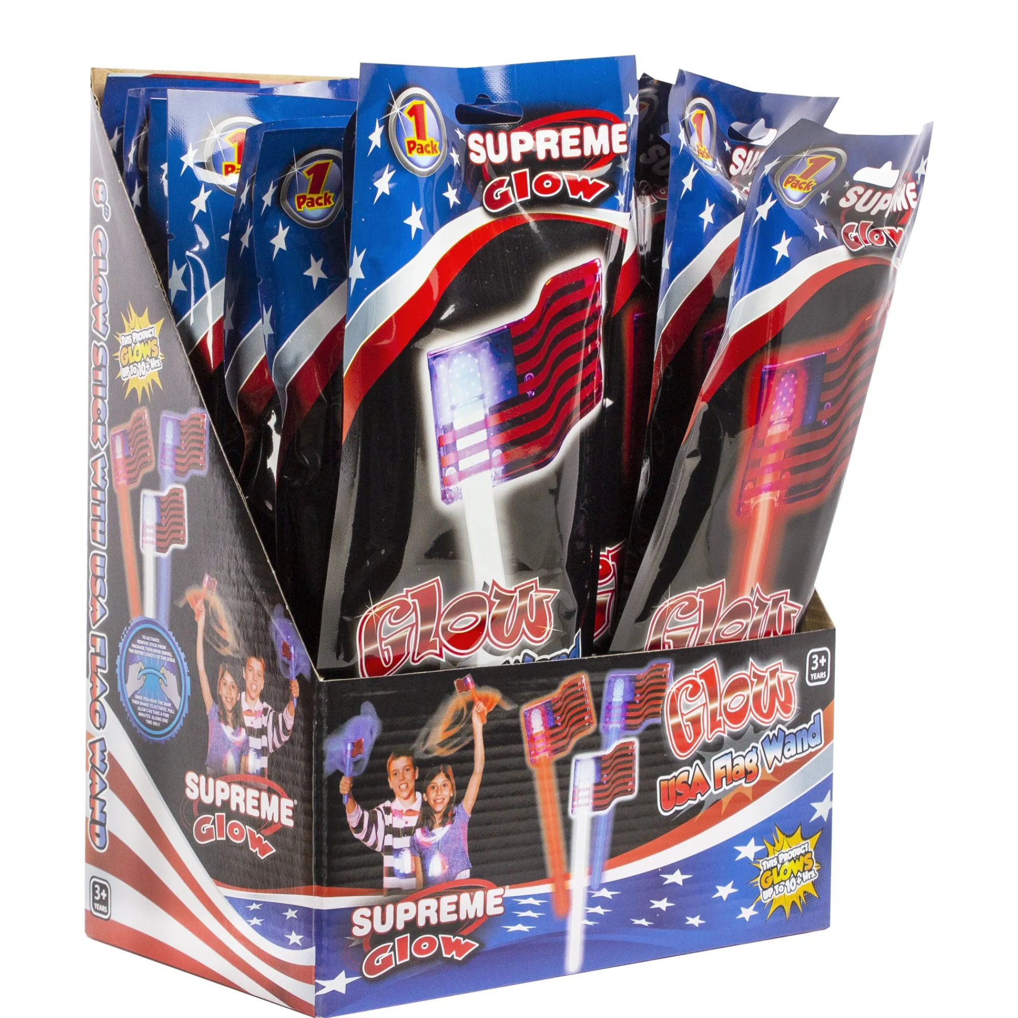 Clearance Windy City Novelties Patriotic Glow USA Flags Retail Counter Display