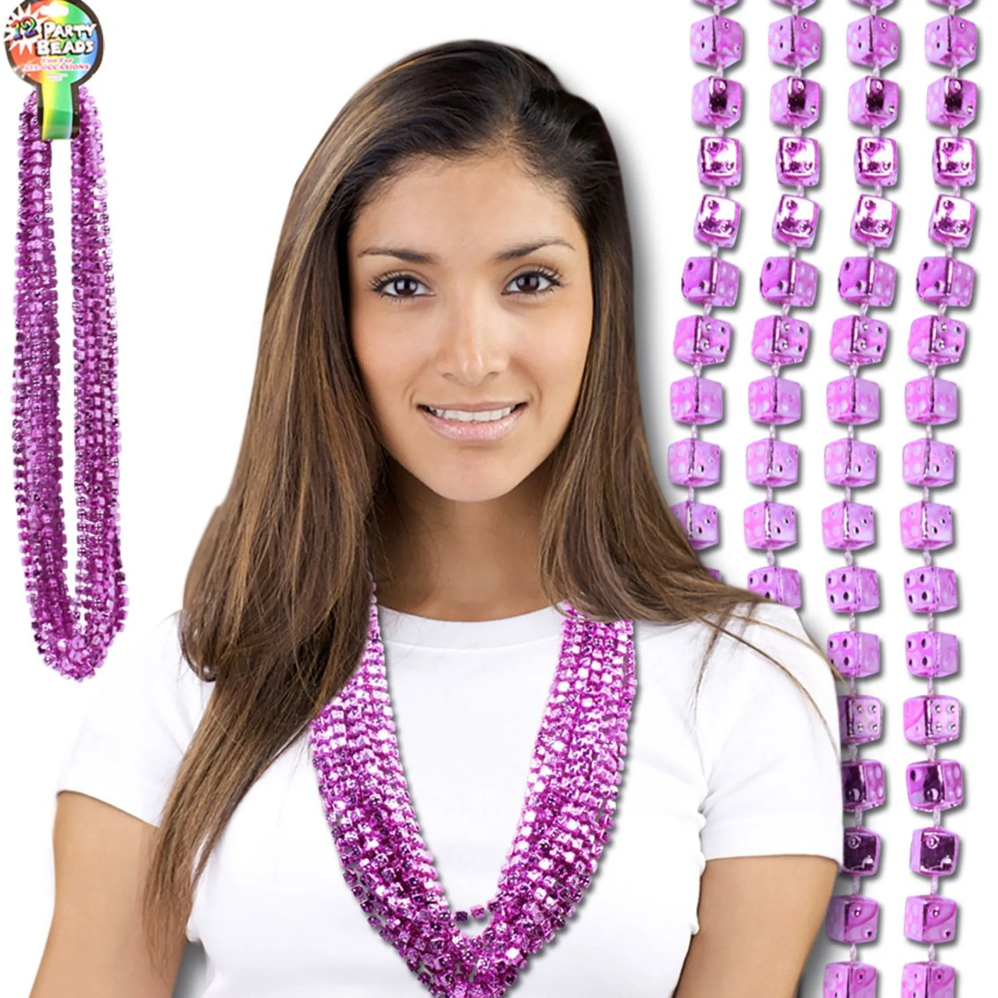 Windy City Novelties Pink Dice Bead 33" Necklaces