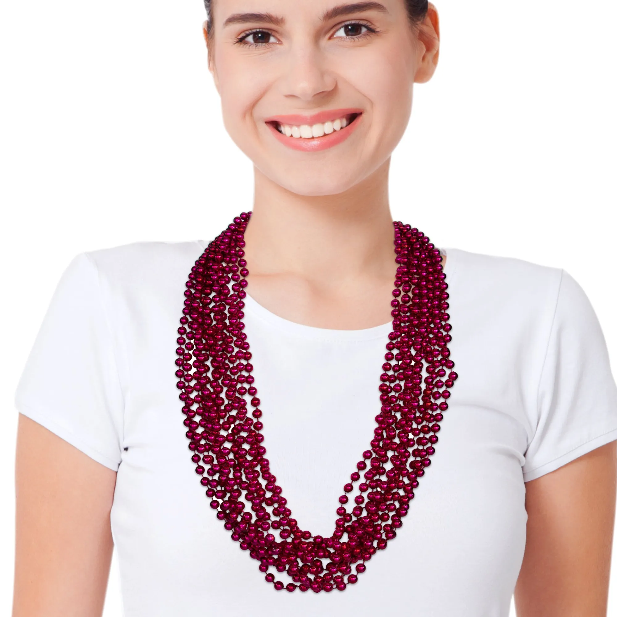 New Windy City Novelties Pink 7mm Bead 33" Necklaces