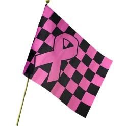 Online Windy City Novelties Pink Ribbon Checkered 12" x 18" Flags