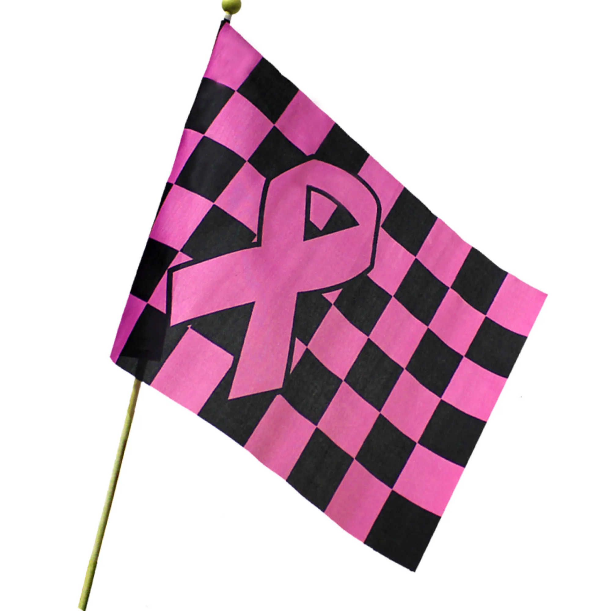 Online Windy City Novelties Pink Ribbon Checkered 12" x 18" Flags