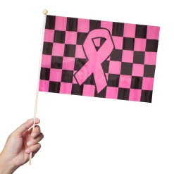 Online Windy City Novelties Pink Ribbon Checkered 12" x 18" Flags