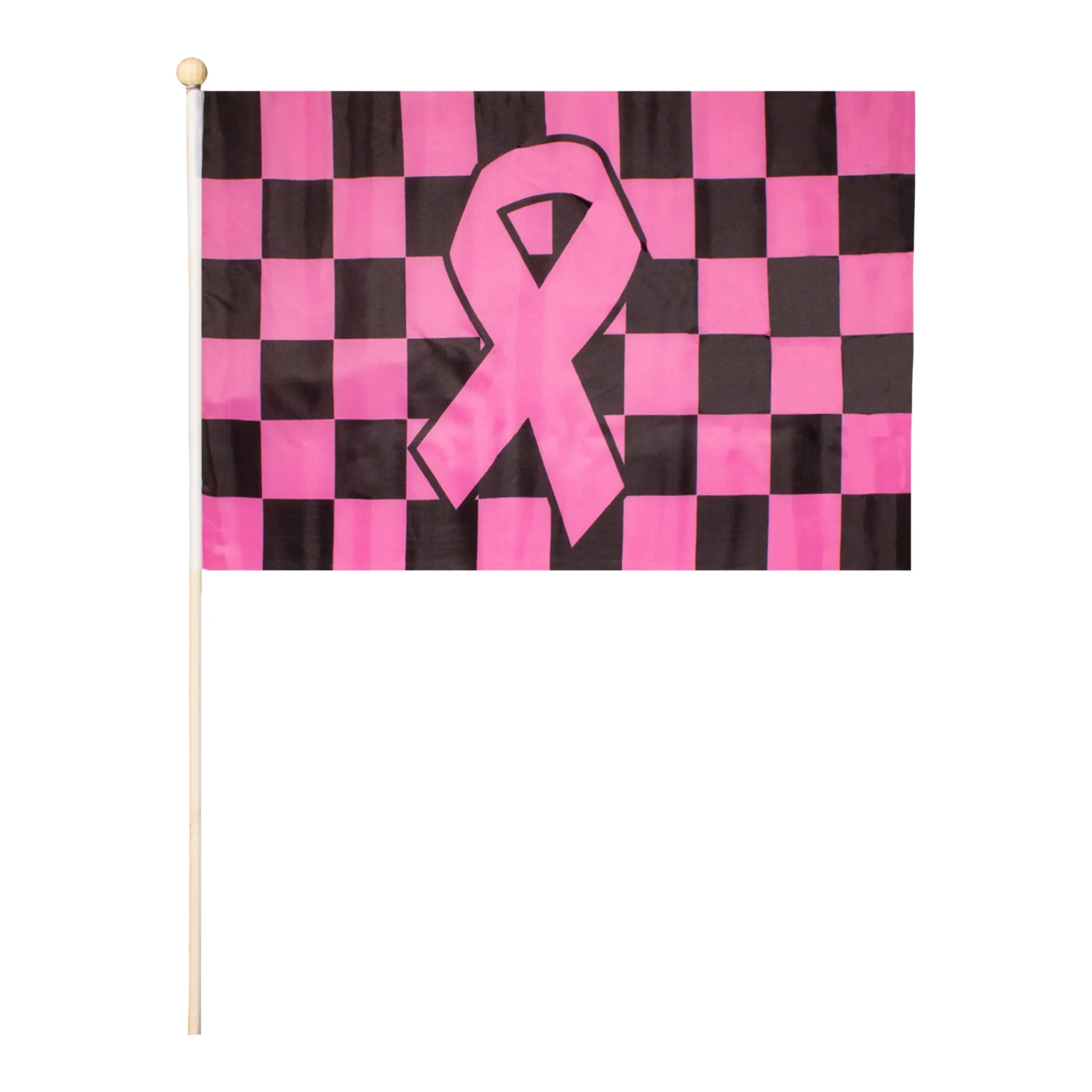 Online Windy City Novelties Pink Ribbon Checkered 12" x 18" Flags