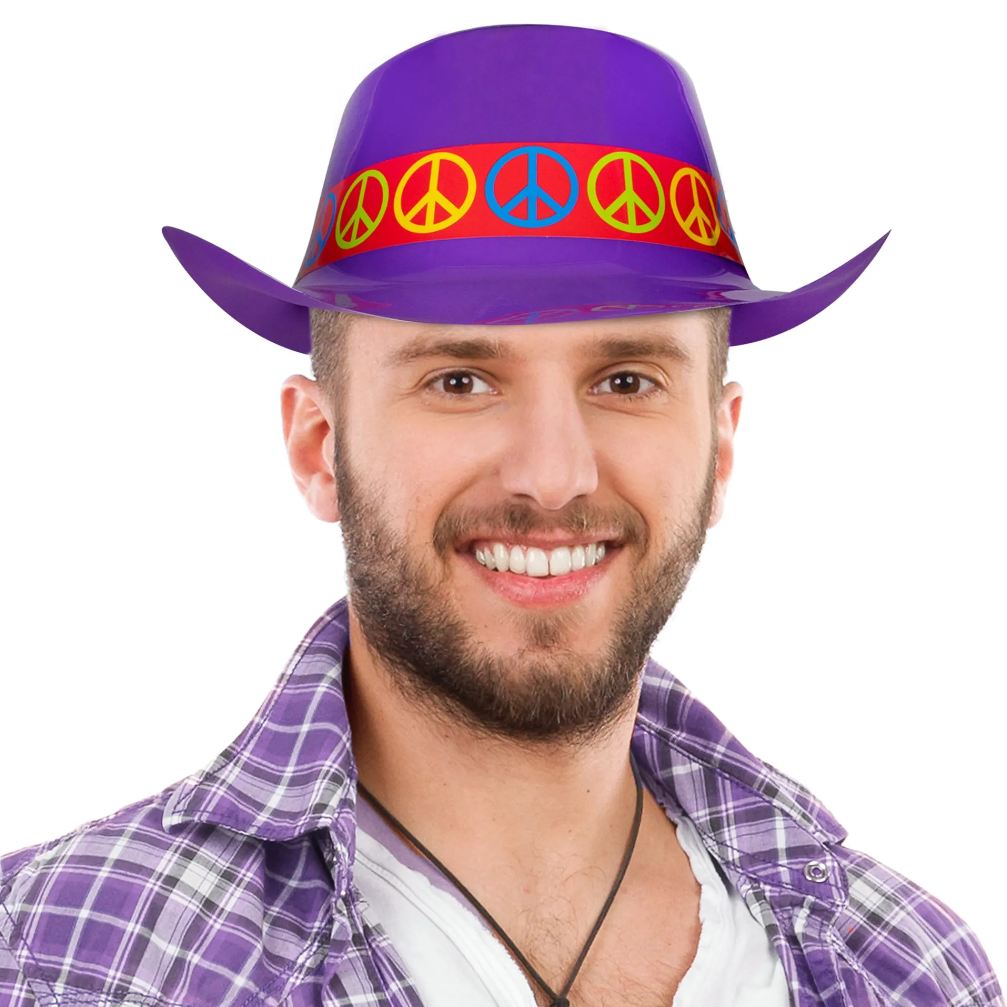 Windy City Novelties Purple Cowboy Hats with Peace Signs