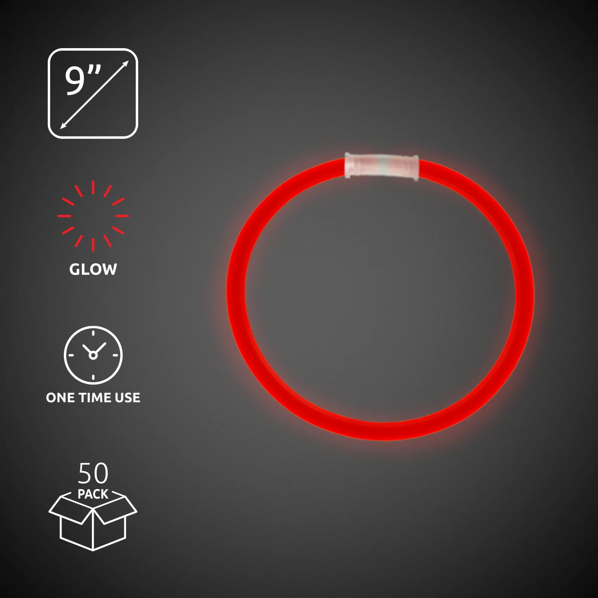 Sale Windy City Novelties Glow 9" Bracelets Red