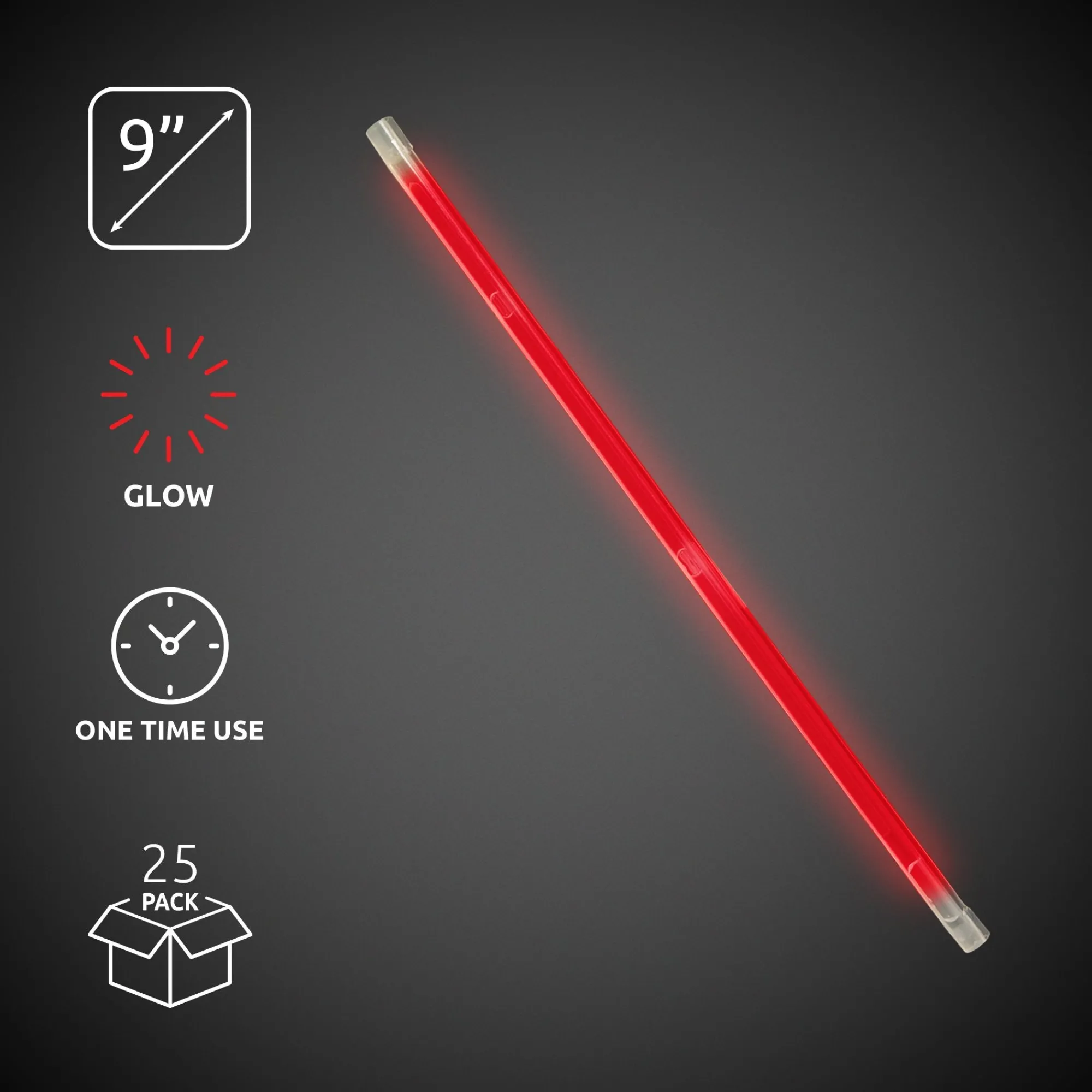 Outlet Windy City Novelties 9" Glow Straws Red