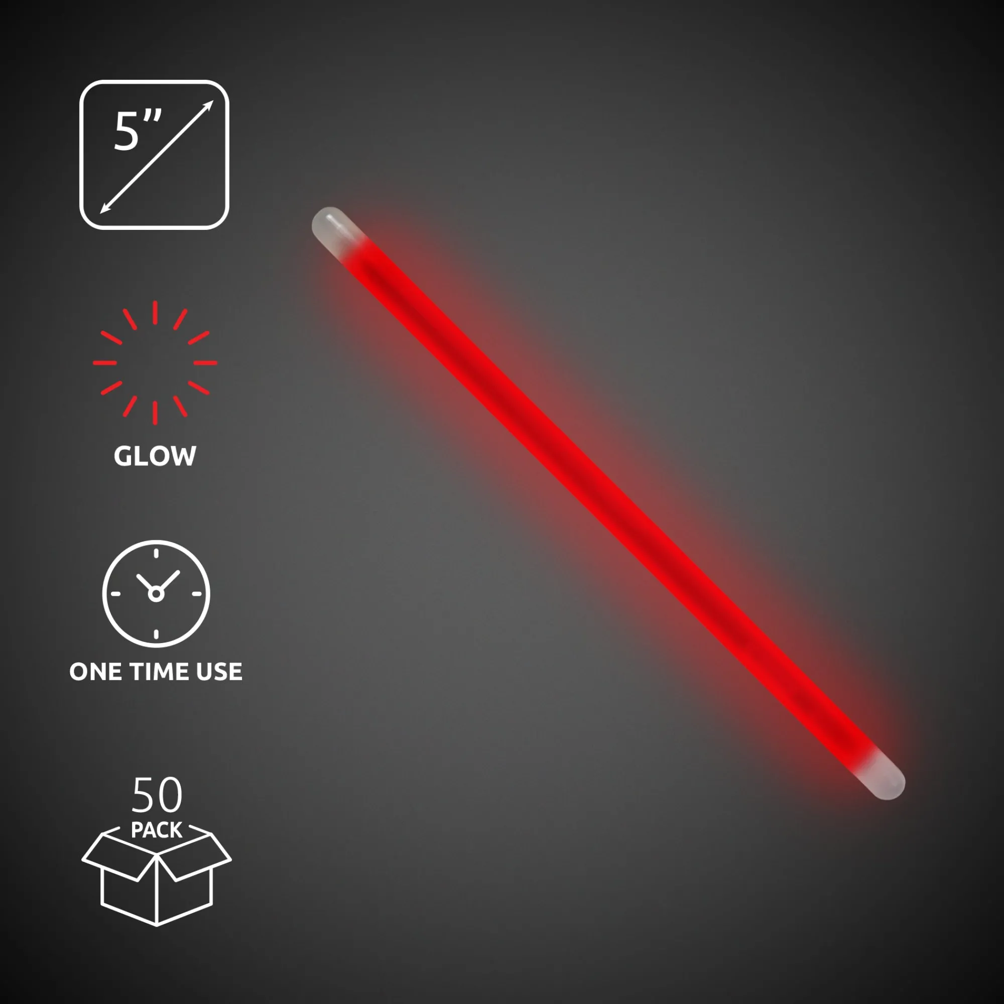 Hot Windy City Novelties Glow 5" Swizzle Sticks Red