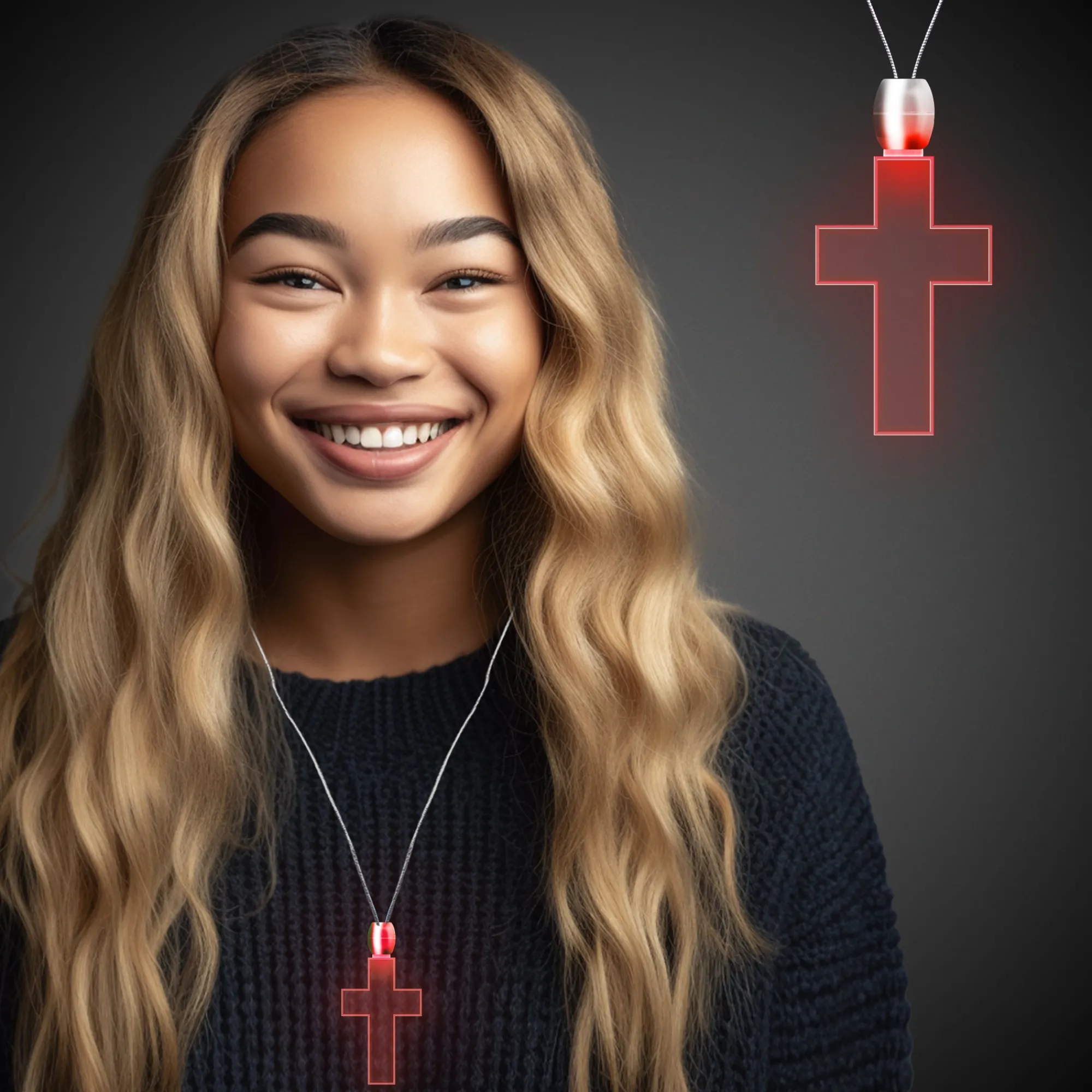 Windy City Novelties Red LED Cross Pendant Necklace