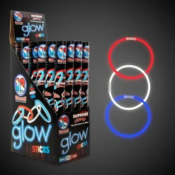 Windy City Novelties Red, White, and Blue Glow Bracelets Retail Counter Display