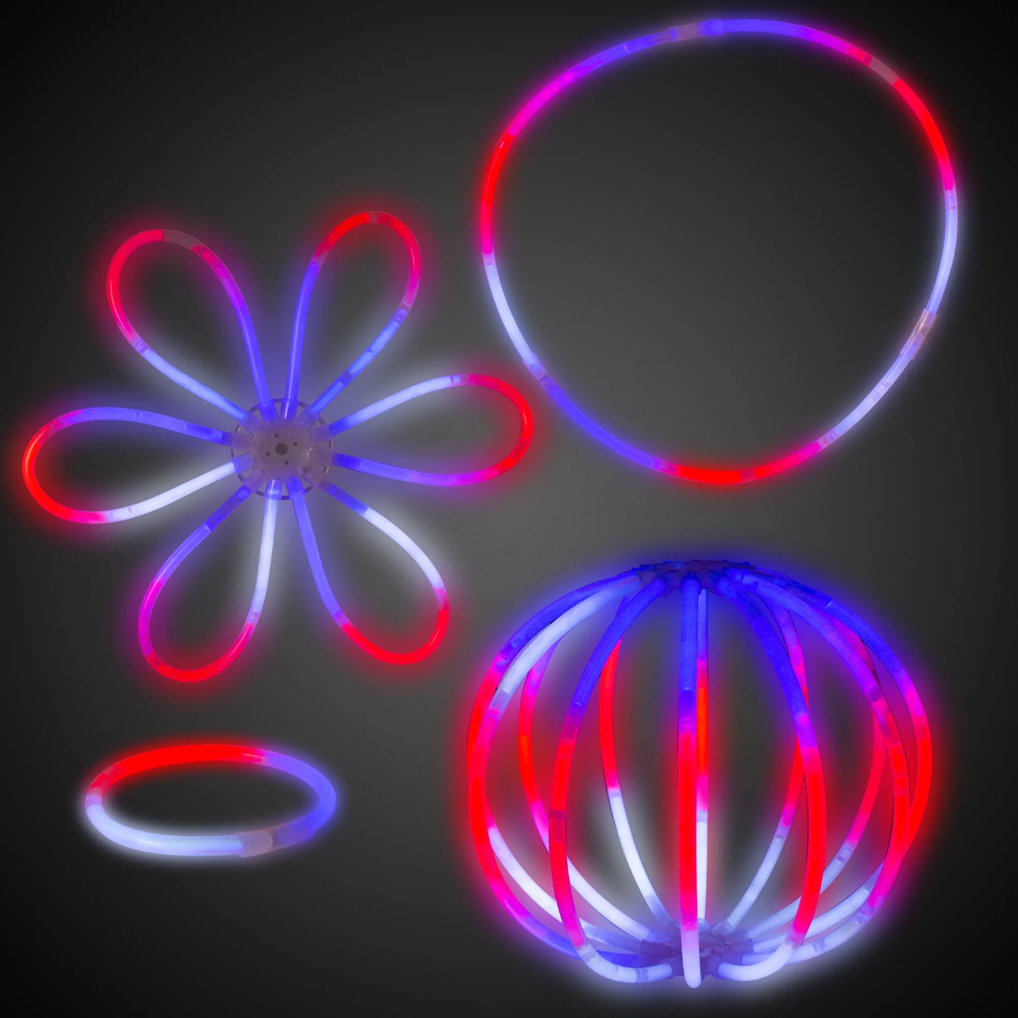 New Windy City Novelties Red, White, and Blue 8" Glow Bracelets